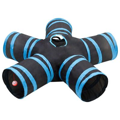 Kattentunnel 5-voudig 25 cm polyester zwart en blauw Kattentunnel 5-voudig 25 cm polyester zwart en blauw