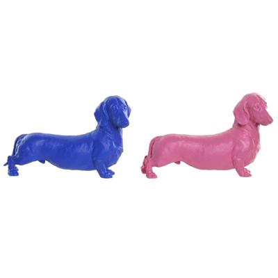 Decoratieve figuren Home ESPRIT Blauw Roze Hond 37 X 16,5 X 25 CM (2 Stuks)