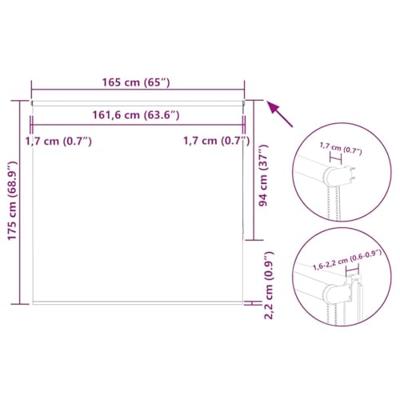 Rolgordijn verduisterend 165x175 cm stofbreedte 161,6 cm beige