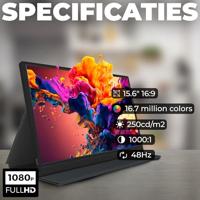 Denver Portable Monitor 15.6 Inch - Full HD - IPS Beeldscherm - Draagbare Gaming Monitor - HDMI - USB-C - PMO15601 - thumbnail