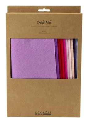 Creativ Company Hobbyvilt, a4, vel 210x297 mm, dikte 2 mm, paars/roze harmonie, 10 stuk/ 1 doos