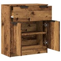 Dressoir 60x30x70 cm bewerkt hout oud houtkleurig - thumbnail