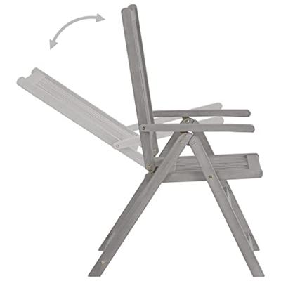 Tuinstoelen 2 st verstelbaar massief acaciahout grijs - thumbnail