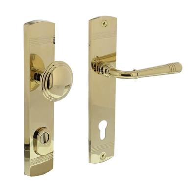 Intersteel Veiligheidsbeslag Helena profielcilindergat 92mm Messing PVD afgerond geveerd greep/kruk voordeurbeslag met kerntrekbeveiliging