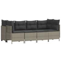 5-delige Loungeset met kussens poly rattan lichtgrijs - thumbnail
