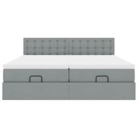 Ottoman bed met matrassen en LED's 160x200cm stof lichtgrijs - thumbnail