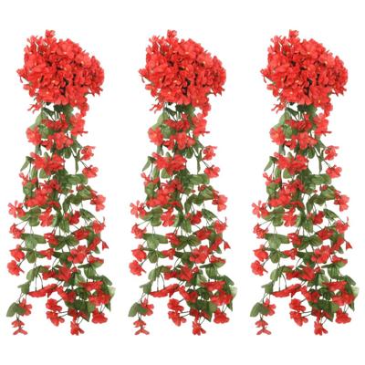 VidaXL Kerstslingers met bloemen 3 st 85 cm rood VidaXL Kerstslingers met bloemen 3 st 85 cm rood