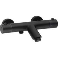 Saqu Essential thermostatische badkraan mat zwart - thumbnail