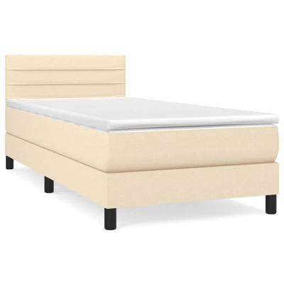Boxspring met matras stof crèmekleurig 90x190 cm