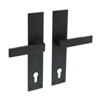 Deurkruk Amsterdam met schild 250x55x2mm profielcilindergat 110mm zwart - thumbnail