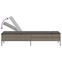 Ligstoelen 2 st met kussens poly rattan grijs - thumbnail