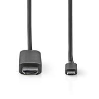 Nedis CCGB64655BK20 Usb-adapter Usb 3.2 Gen 1 Usb-c™ Male Hdmi™ Connector 2.00 M Rond Vernikkeld Pvc Zwart Doos - thumbnail