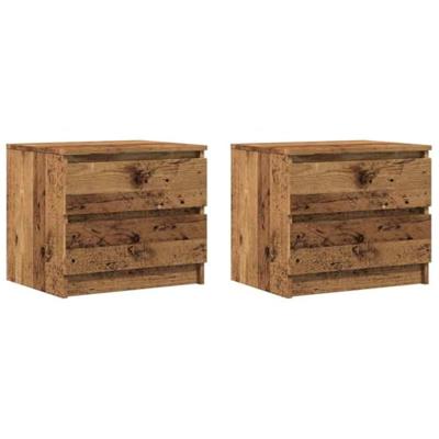 Nachtkastjes 2 st 50x40x43.5 cm bewerkt hout oud houtkleurig
