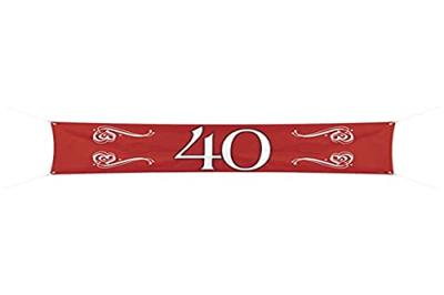 Spandoek 40 Jaar Jubileum Robijn Rood