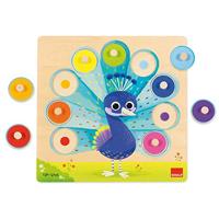 Jumbo goula - houten noppenpuzzel pauw, 9st. - thumbnail