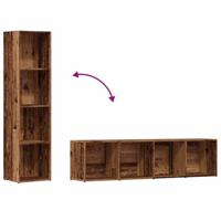 Boekenkast 36x30x114 cm bewerkt hout oud houtkleurig - thumbnail