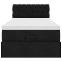 Ottoman bed met matras 80x200cm fluweel zwart - thumbnail