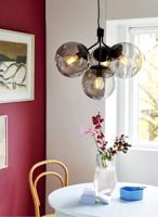 Kroonluchter modern zwart Nordlux &apos;Ivona&apos; E27 fitting smokeglas 55 cm - thumbnail