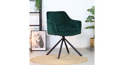 Bronx71 Velvet eetkamerstoel Furtado draaibaar groen