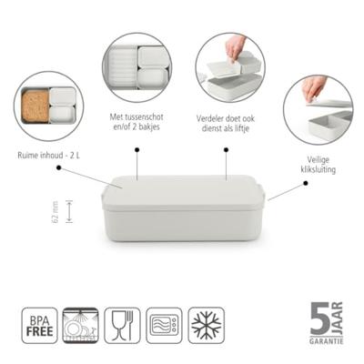 Brabantia Make & Take Bento Lunchbox L Lichtgrijs - thumbnail