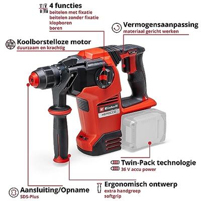 Einhell Professional HEROCCO 36/28 SDS-Plus-Accu-boorhamer 36 V Li-ion Brushless, Zonder accu, Zonder lader, Incl. koffer