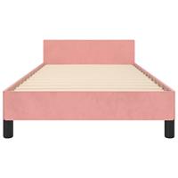 Bedframe met hoofdeinde fluweel roze 90x200 cm - thumbnail