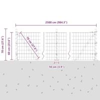 VidaXL Hek met paal grijs 0,6 x 25 m staal en pvc - thumbnail
