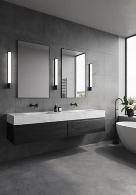 Wandlamp badkamer zwart met ingebouwde LED &apos;Nordlux Malaika 68 cm boven spiegel