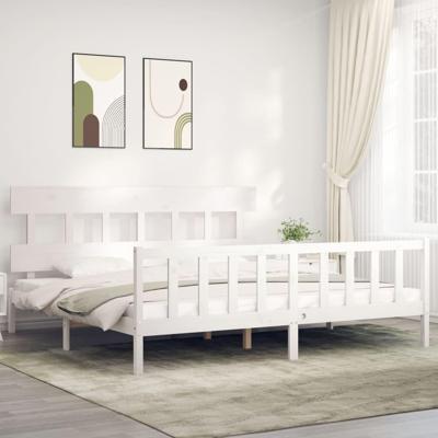 Bedframe zonder matras massief grenenhout wit 200x200 cm