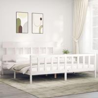 Bedframe zonder matras massief grenenhout wit 200x200 cm - thumbnail