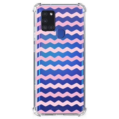 Samsung Galaxy A21s Doorzichtige Silicone Hoesje Waves Roze Samsung Galaxy A21s Doorzichtige Silicone Hoesje Waves Roze