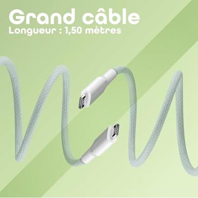 T'nB - Magnetische USB C naar USB C-kabel, snel opladen 60 W, magnetische nylon mantel en knoopbescherming, lengte 1,5 m, compatibel met Apple iPhone 15/15 Pro / 15 Pro Max / 16/16 Pro / 16 Pro Max -