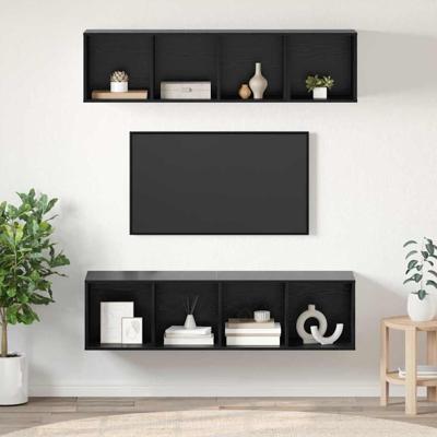 TV-kast set 3 pcs Zwart eiken Bewerkt hout