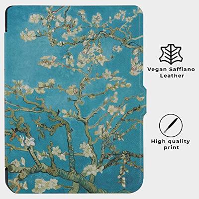 Lunso - Kobo Clara 2E hoes (6 inch) - Vegan Saffiano Leren sleep cover - Van Gogh Amandelbloesem