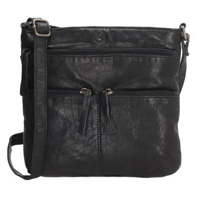 Hide & Stitches Paint Rock Leather Shoulder Bag-Black