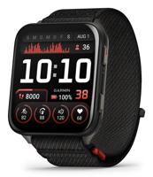 Garmin® Venu® X1, dunne en lichtgewicht GPS-smartwatch, AMOLED-display, geavanceerde gezondheids- en fitnessfuncties, zwart met leisteen titanium caseback en zwarte ComfortFit nylon band - thumbnail