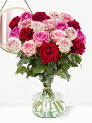 Rozenboeket roze-rood Rozenboeket roze-rood