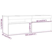 Tv-meubel met LED 120x35x40 cm bewerkt hout artisanaal eiken - thumbnail