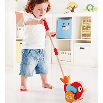 Hape lilly vogel houten duwstok met geluid Hape lilly vogel houten duwstok met geluid