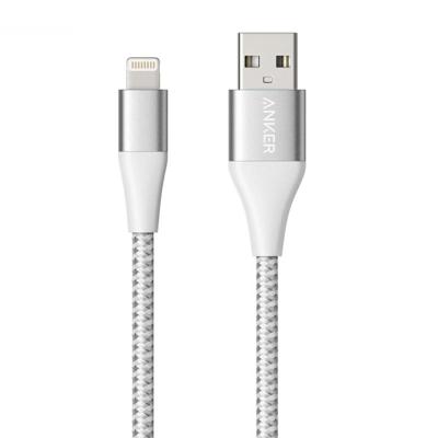 ANKER A8452 Powerline + II USB naar 8 pin Apple MFI gecertificeerde nylon Pullable karren oplaad gegevenskabel lengte: 0 9 m (zilver)
