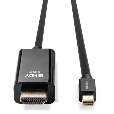 LINDY Mini-displayport / HDMI Adapterkabel Mini DisplayPort-stekker, HDMI-A-stekker 3.00 m Zwart 36928 DisplayPort-kabel