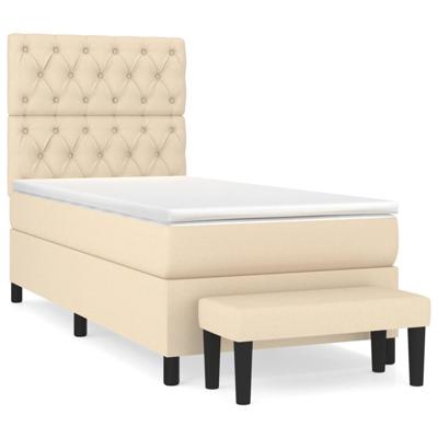Boxspring met matras stof crèmekleurig 80x200 cm