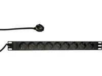 LogiLink PDU9C03 19 inch Stekkerdoos voor patchkast 1 HE Geaarde contactdoos Zwart - thumbnail