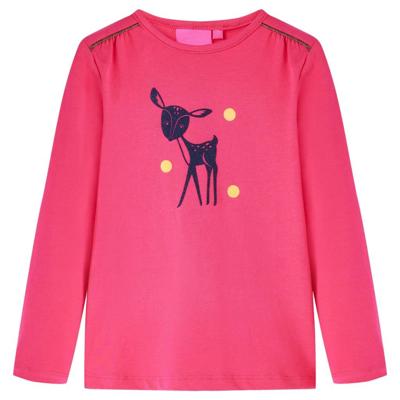 Kindershirt met lange mouwen hertenprint 104 felroze Kindershirt met lange mouwen hertenprint 104 felroze