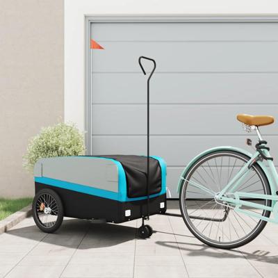 Fietstrailer 45 kg ijzer zwart en blauw Fietstrailer 45 kg ijzer zwart en blauw