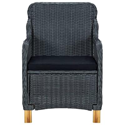 Tuinstoelen 2 st met kussens poly rattan donkergrijs - thumbnail