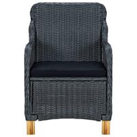Tuinstoelen 2 st met kussens poly rattan donkergrijs - thumbnail