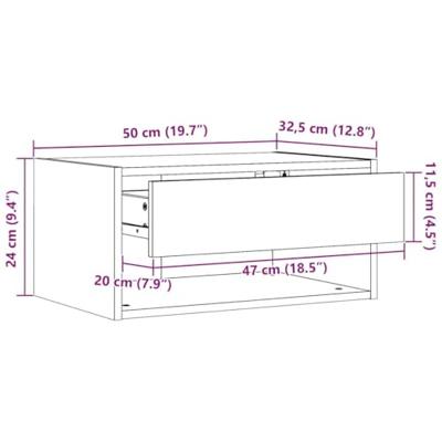 Wandbevestigde nachttafel met lade Wasbruin 50 x 32.5 x 24 cm