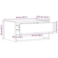 Wandbevestigde nachttafel met lade Wasbruin 50 x 32.5 x 24 cm - thumbnail