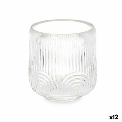 Kaarshouder Gift Decor Transparant Kristal 9 x 9,5 x 9 cm Strepen (12 Stuks) - thumbnail